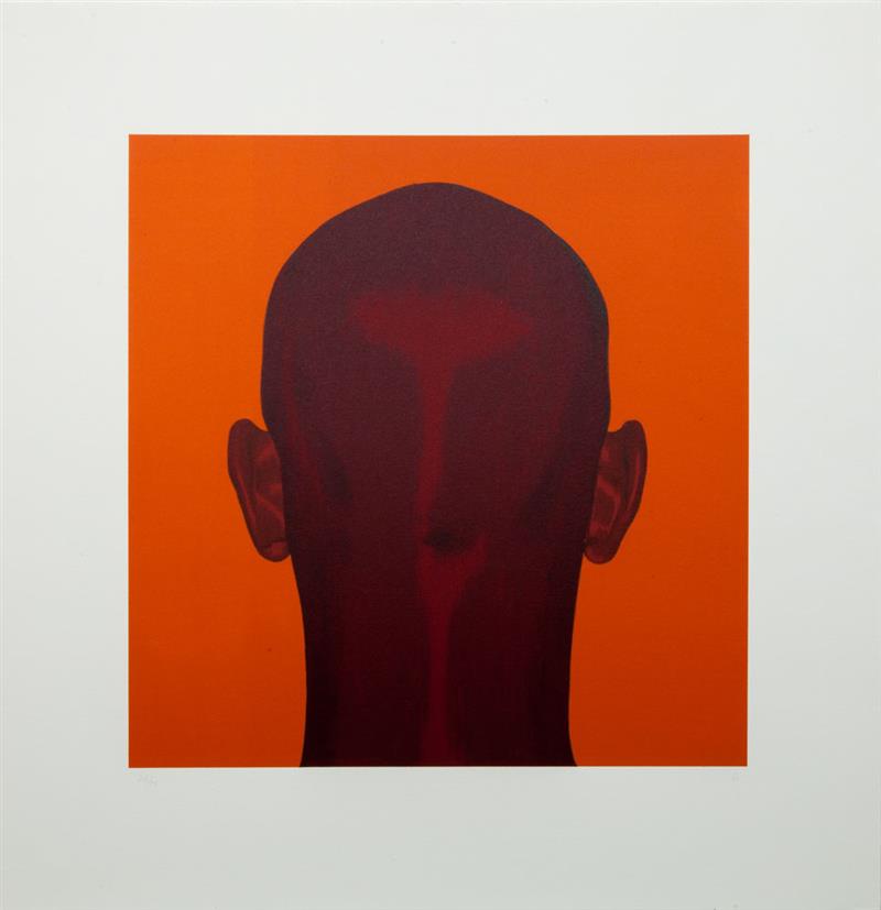 Appraisal: SALOMON HUERTA b UNTITLED BACK OF HEAD ON ORANGE FIELD