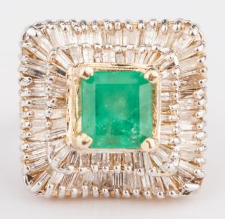 Appraisal: K Emerald Diamond Dinner Ring K yellow gold emerald and