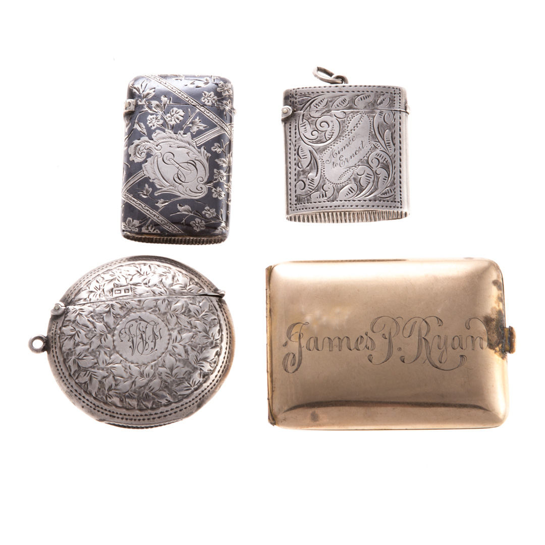 Appraisal: A trio of Continental silver vesta cases late th early