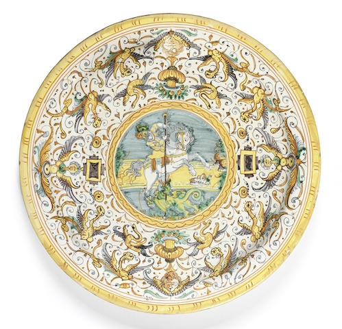 Appraisal: A large Deruta or Pesaro maiolica charger early th century