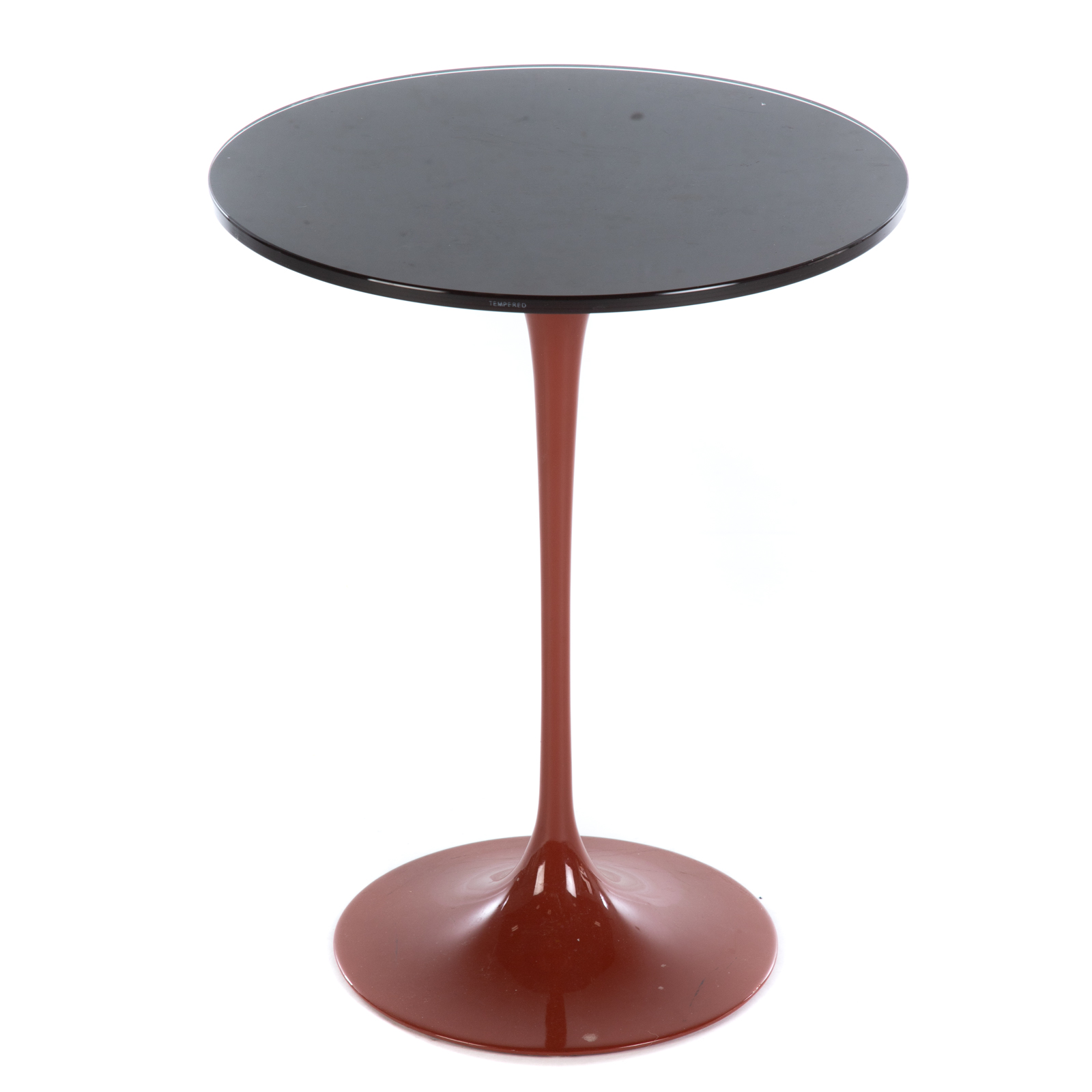 Appraisal: SAARINEN STYLE GLASS TOP TULIP TABLE Amber cased glass with