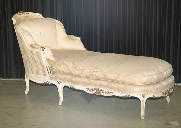 Appraisal: A Louis XV style painted chaise height in length ft