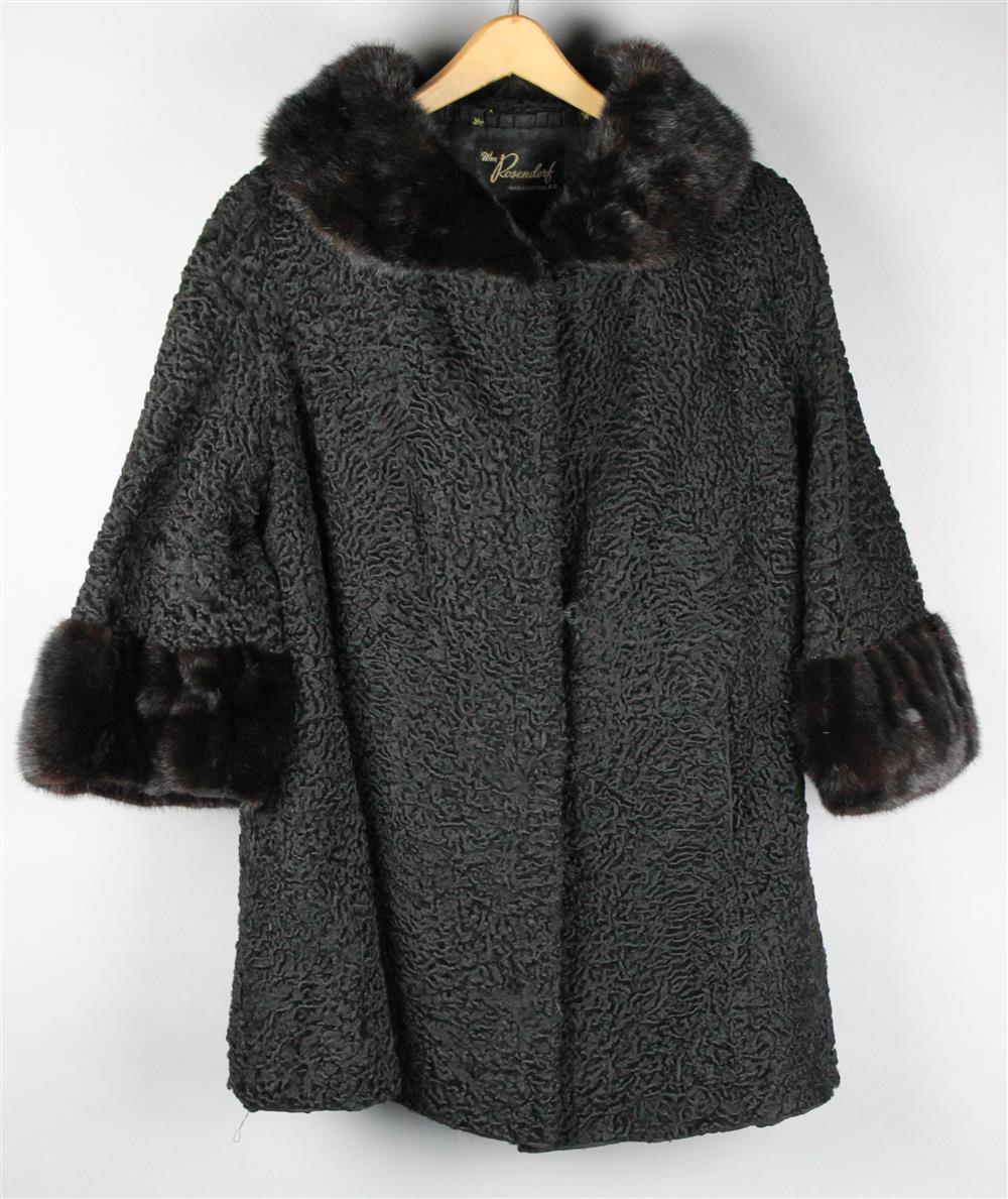 Appraisal: WM ROSENDORF CURLY LAMB COAT WITH MINK COLLAR AND MATCHING