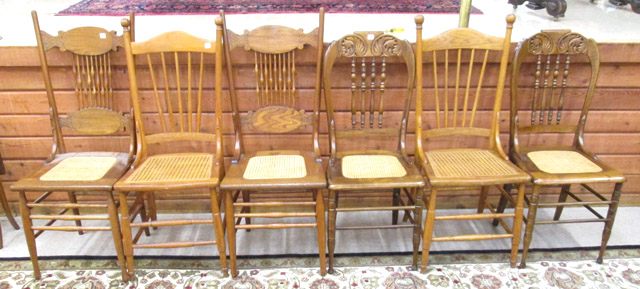 Appraisal: THREE PAIRS OF ANTIQUE DINING CHAIRS American late th and