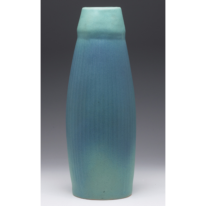 Appraisal: Van Briggle vase large ribbed form under a blue and