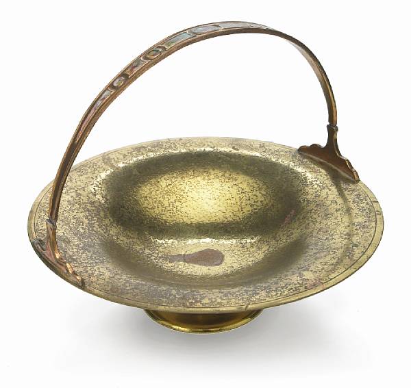 Appraisal: A Tiffany Furnaces gilt and enameled-bronze handled basket circa intaglio