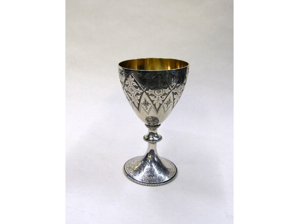 Appraisal: Victorian silver goblet with etched decoration London