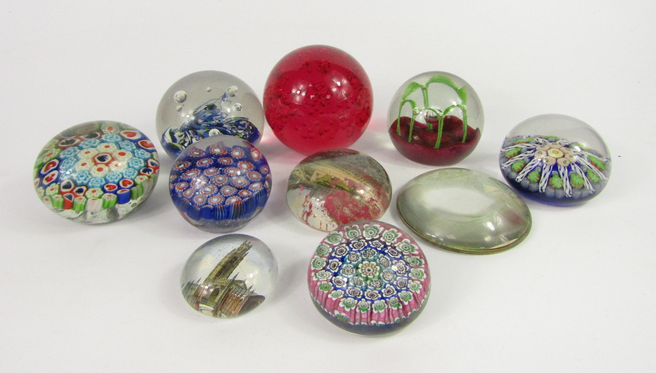 Appraisal: Paperweights including two CIIC weights three millefiori weights further millefiori