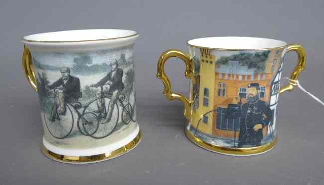 Appraisal: Lot contemporary mugs with cycling scenes Limited editions ''First Penny