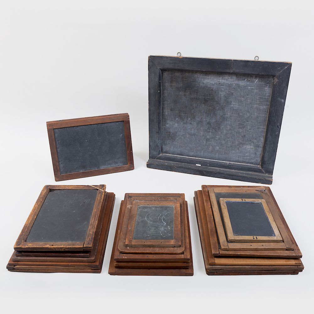 Appraisal: Group of Twenty-Four Schoolhouse Slates and a Hanging Chalkboard Most