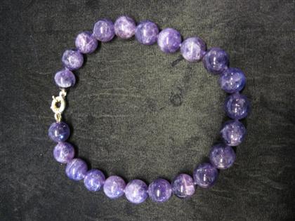 Appraisal: Oversized amethyst bead necklace mm carved amethyst beads with karat