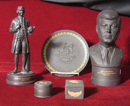 Appraisal: Five piece Wedgwood black basalt group H of bust in