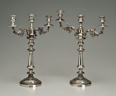 Appraisal: Pair Old Sheffield plate candelabra scroll and foliate arms each