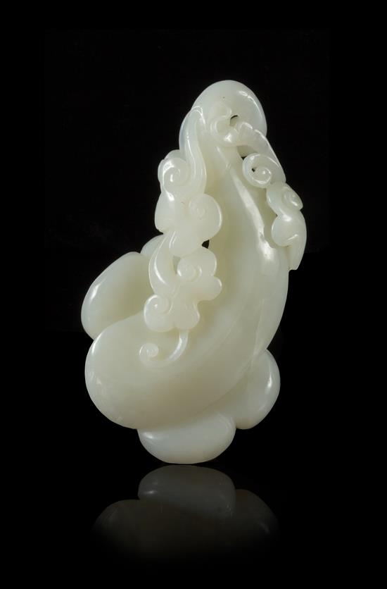 Appraisal: Sale Lot A White Jade Carving of a Lingzhi the