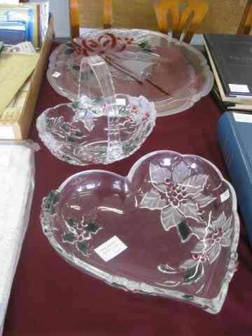 Appraisal: pcs Christmas Glassware tray heart dish basket