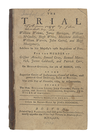 Appraisal: AMERICAN REVOLUTION Hodgson John reporter The Trial of William Wemms