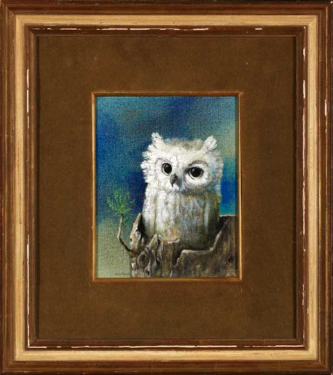 Appraisal: Kelly Fearing American Texas b Owl on Stump oil on