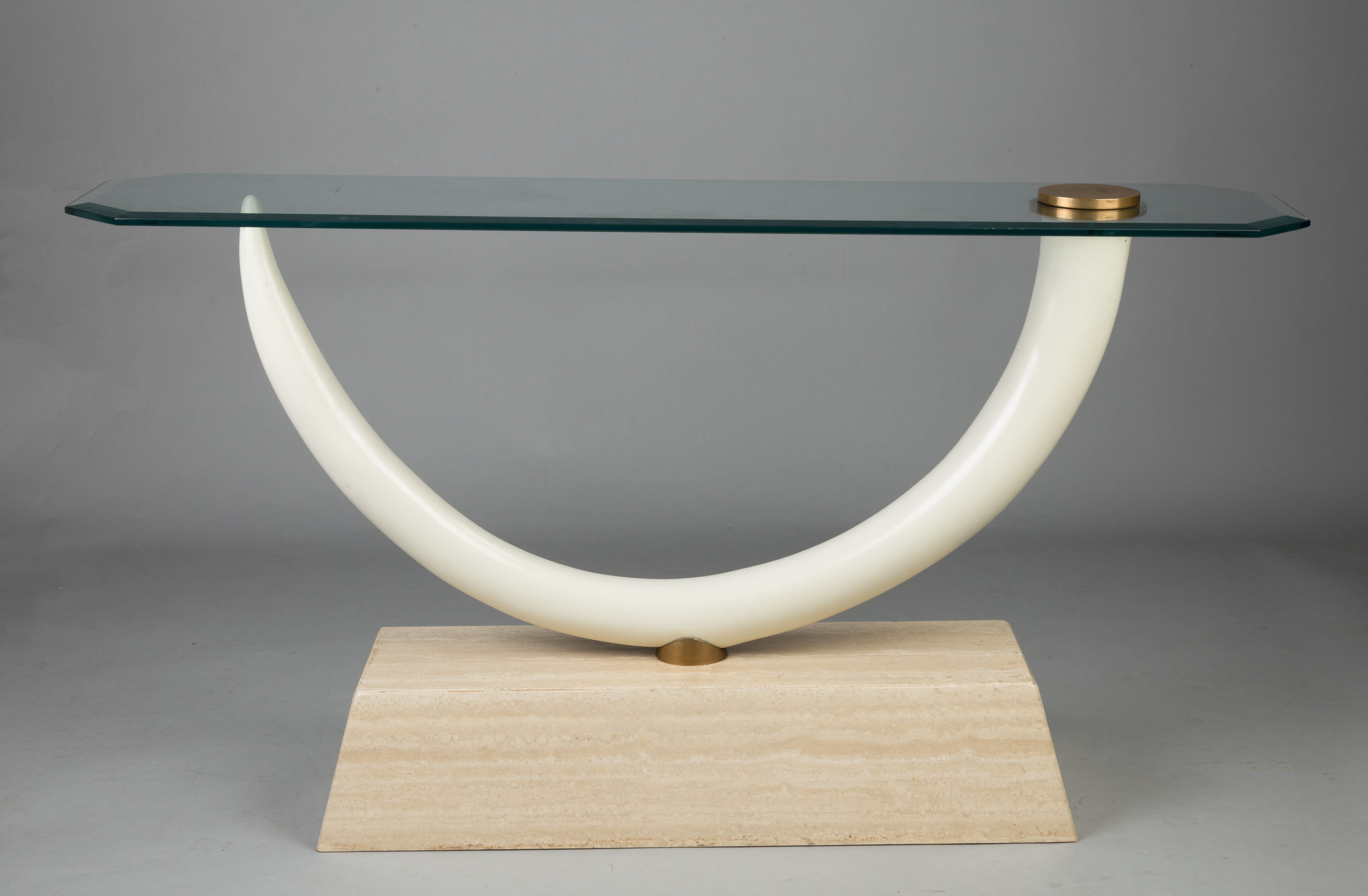 Appraisal: Maison Jansen Faux Elephant Tusk and Marble Side Table th