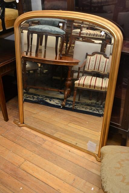 Appraisal: A LARGE GILT OVERMANTLE MIRROR A LARGE GILT OVERMANTLE MIRROR