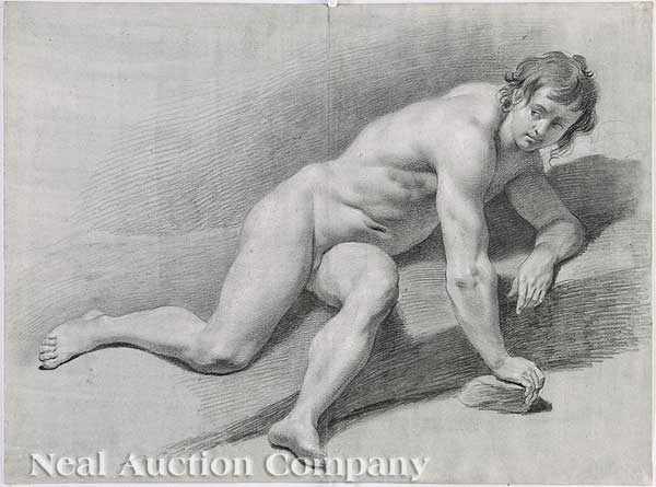 Appraisal: Flemish School th c Classical Male Nude black and white