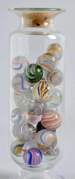 Appraisal: Bell Jar of Approximately Handmade Marbles Description Lot includes latticino