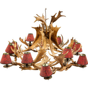 Appraisal: A Large Antler Chandelier wired for lights with shades included