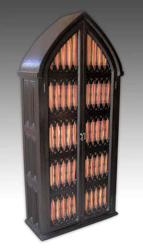 Appraisal: GOTHIC STYLE CATHEDRAL ARCH BOOKCASE CABINET '' h x ''