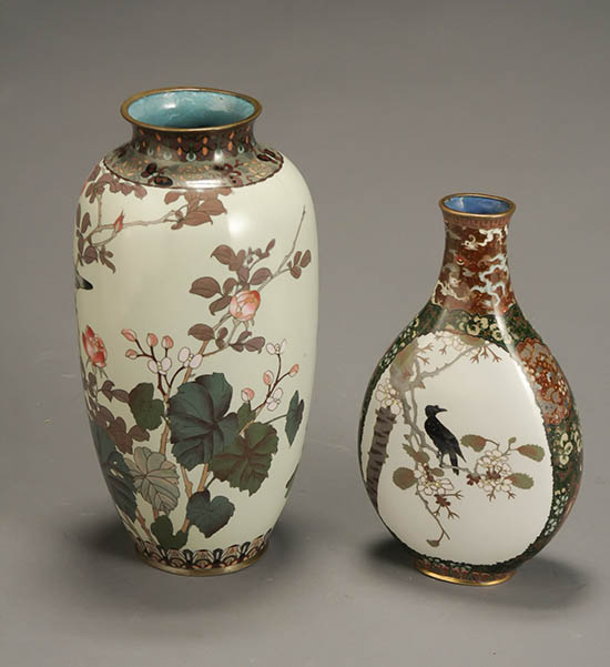 Appraisal: Two Japanese Cloisonn Enamel Vases Meiji Period - The first