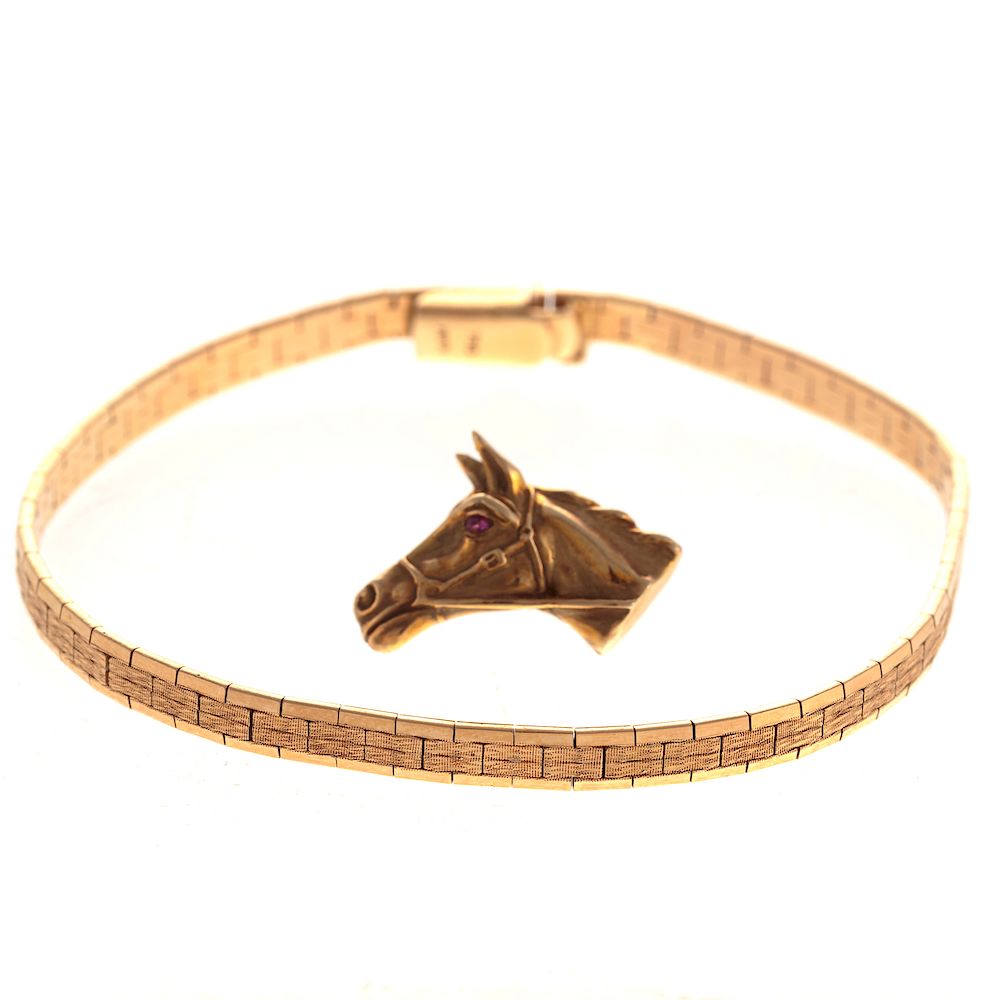 Appraisal: A K Bracelet k Horsehead Tie Tack K yellow gold