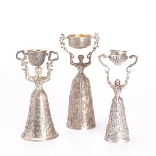 Appraisal: Continental silver marriage cups Continental silver marriage cups th c