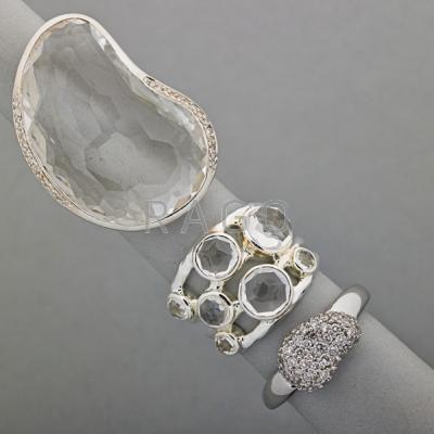 Appraisal: IPPOLITA SILVER DIAMOND OR QUARTZ RINGS Collection of three Kidney-shaped