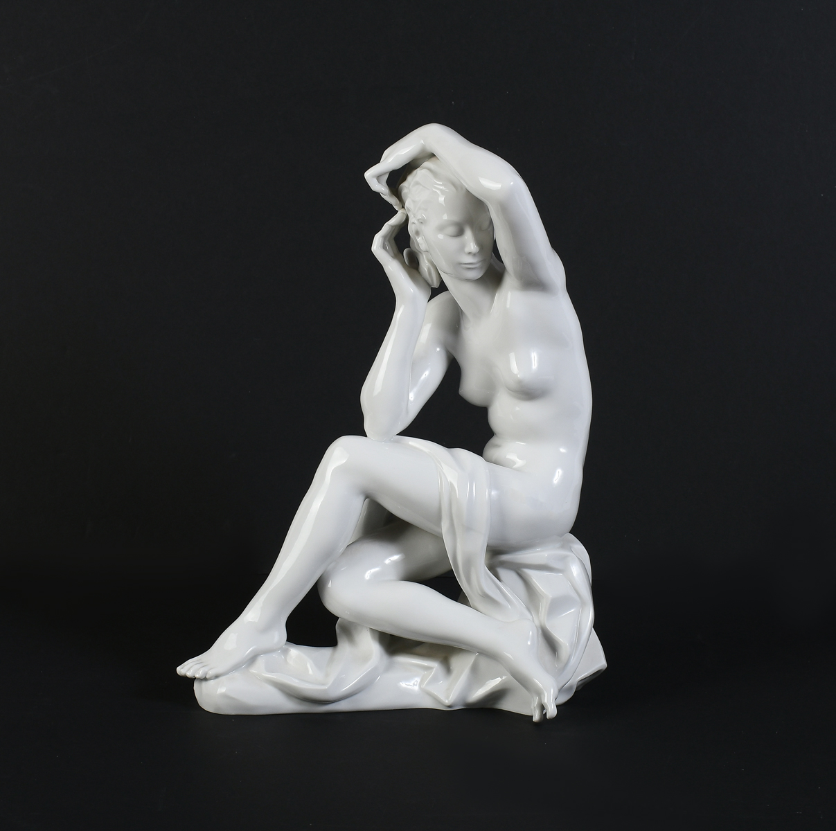 Appraisal: NUDE AUSTRIAN PORCELAIN SCULPTURE Large white porcelain sculpture of a