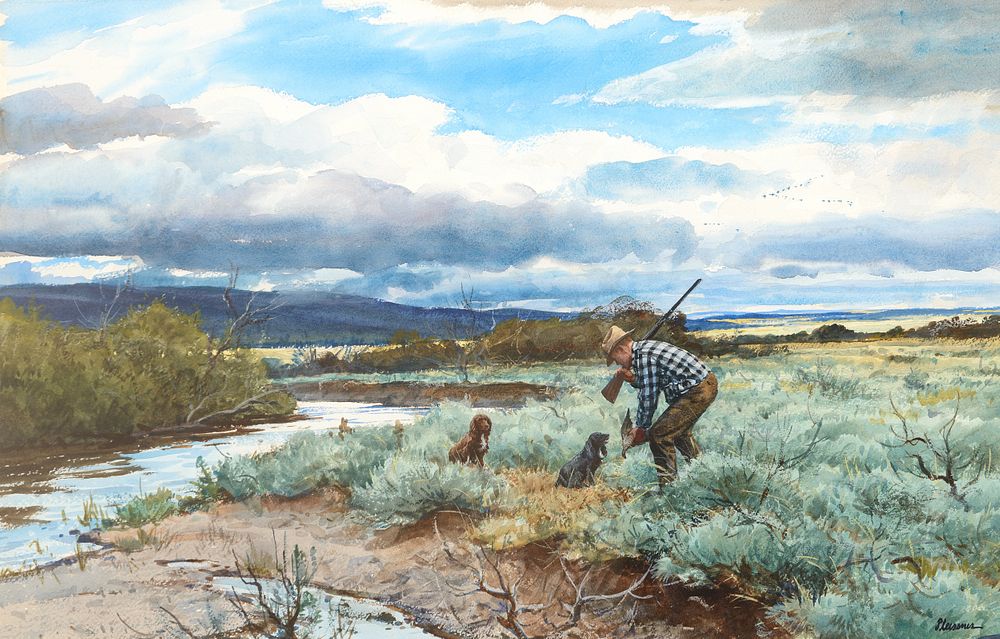 Appraisal: Ogden M Pleissner - Sage Hen Shooting Idaho Ogden M