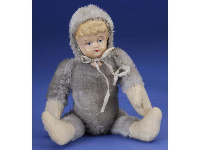 Appraisal: Teddy Bear with Celluloid Head Germany ca gray jointed mohair