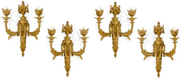 Appraisal: Each back plate with laurel draped urn form finial and