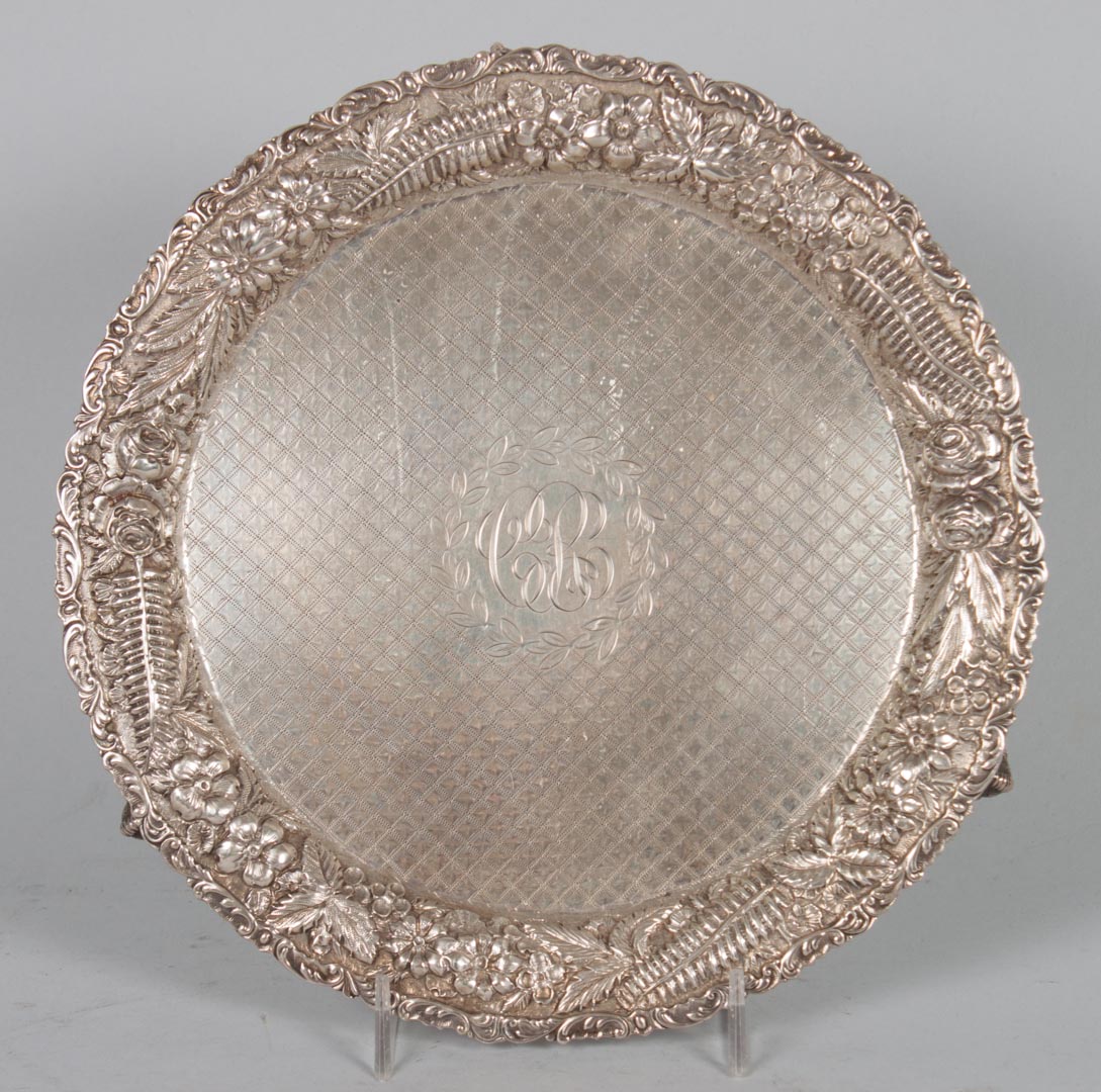 Appraisal: American repousse sterling silver tray Baltimore late th century retailed