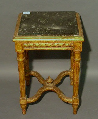 Appraisal: Gilt end table with black marble top h top x