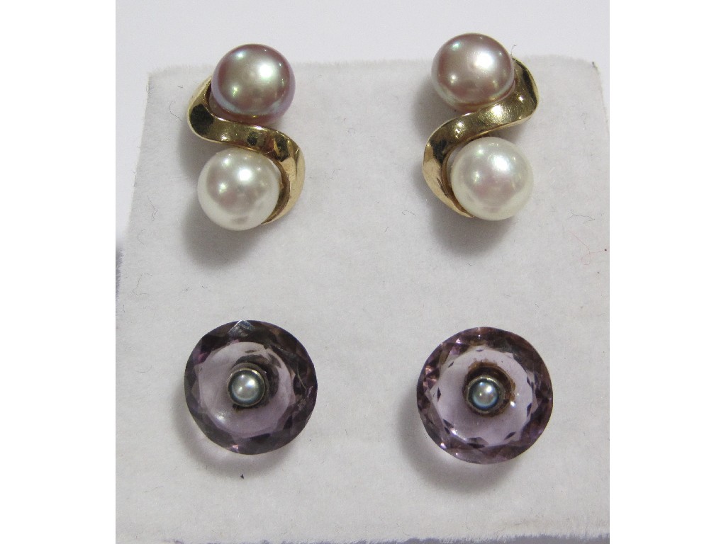 Appraisal: Lot comprising a pair of pink and white pearl two