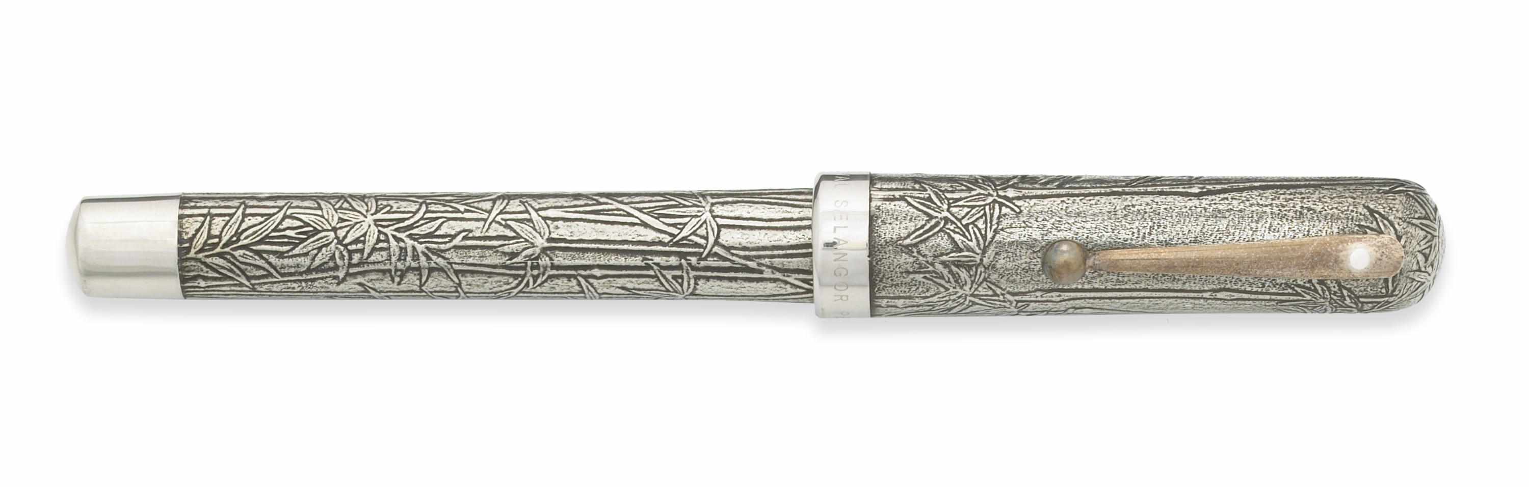 Appraisal: SHEAFFER Royal Selangor Fountain Pen Pewter with bamboo relief engraving