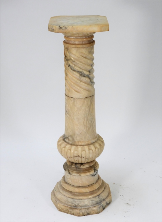 Appraisal: VICTORIAN MARBLE PEDESTAL Italy th CenturySquare top over ornately carved