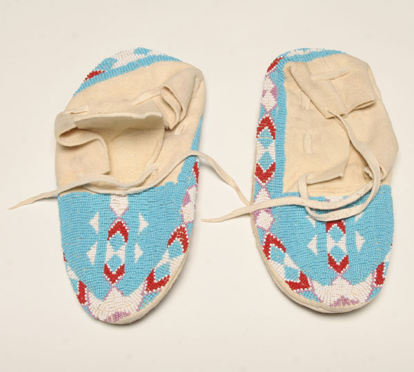 Appraisal: Native American Indian moccasins Shoshone crafted buckskin with intricate geometric