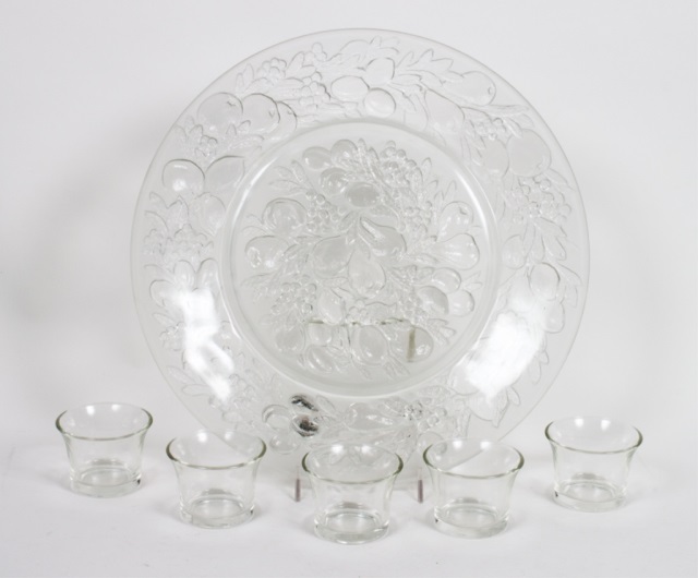 Appraisal: parti-frosted molded glass service plates each plate with band and