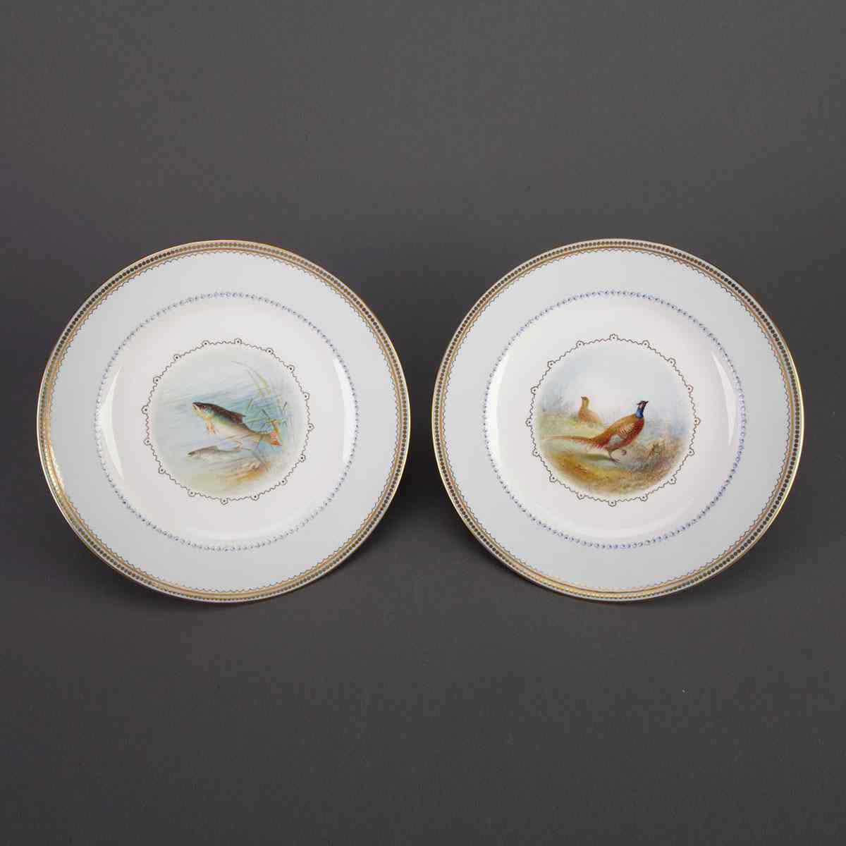 Appraisal: Pair of Royal Crown Derby Plates Cuthbert Gresley painted on