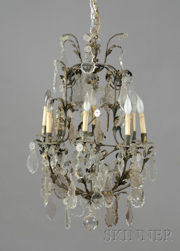 Appraisal: French Rococo Revival Gilded Wrought-iron and Colorless Glass Eight Light