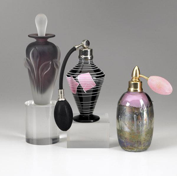 Appraisal: CONTEMPORARY PERFUMES Group of three Lundberg Studios atomizer signed William