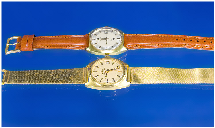 Appraisal: Two Gents Wristwatches Comprising Bulova Accutron With Gilt Dial Batons