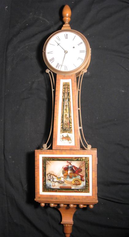 Appraisal: Mahogany case banjo clock th century The turned finial over