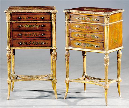 Appraisal: Pair Continental giltwood and painted side tables th century rectangular