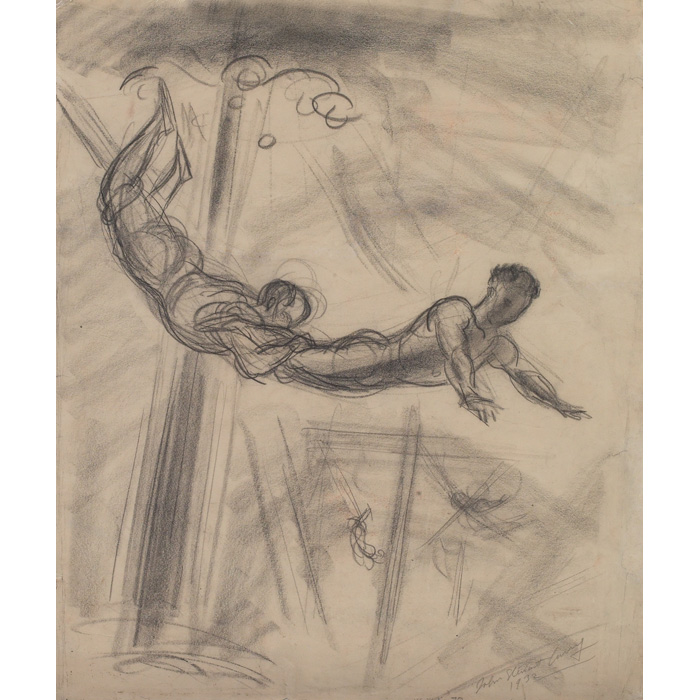 Appraisal: John Steuart Curry American - Acrobat Study crayon x signed