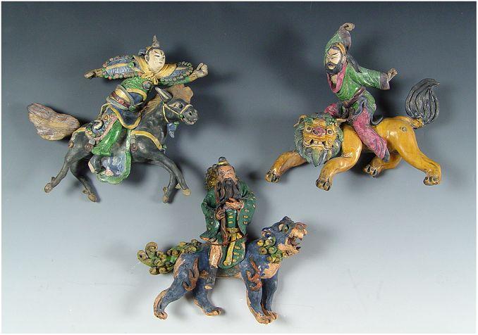 Appraisal: GROUP OF CHINESE FIGURAL ROOF TILES Early to mid th